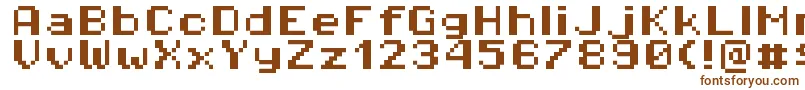 Pixeloperatorhb8-Schriftart – Braune Schriften auf weißem Hintergrund