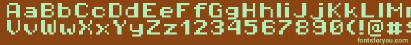 Pixeloperatorhb8-fontti – vihreät fontit ruskealla taustalla