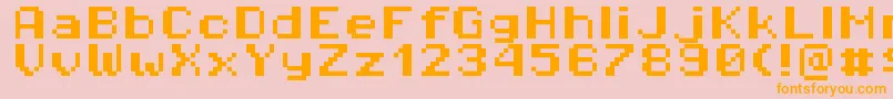 フォントPixeloperatorhb8 – オレンジの文字がピンクの背景にあります。