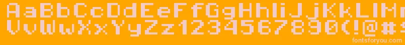 Pixeloperatorhb8-Schriftart – Rosa Schriften auf orangefarbenem Hintergrund