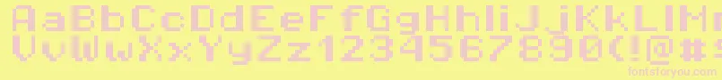 Pixeloperatorhb8-Schriftart – Rosa Schriften auf gelbem Hintergrund