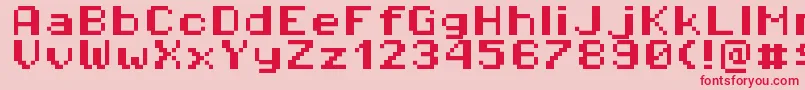 Pixeloperatorhb8-Schriftart – Rote Schriften auf rosa Hintergrund