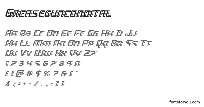 Fuente Greaseguncondital - alfabeto, números, caracteres especiales