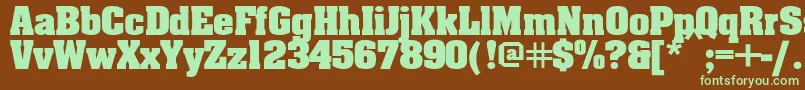 Aardvarkbold-fontti – vihreät fontit ruskealla taustalla