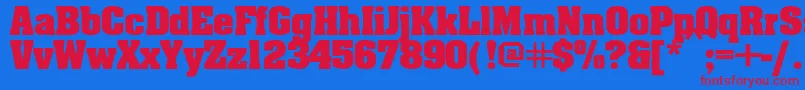 Czcionka Aardvarkbold – czerwone czcionki na niebieskim tle