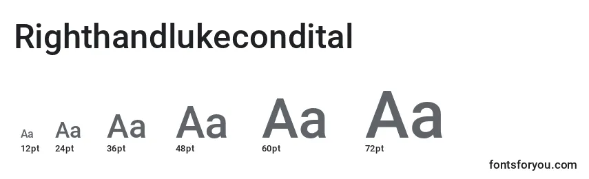 Righthandlukecondital Font Sizes