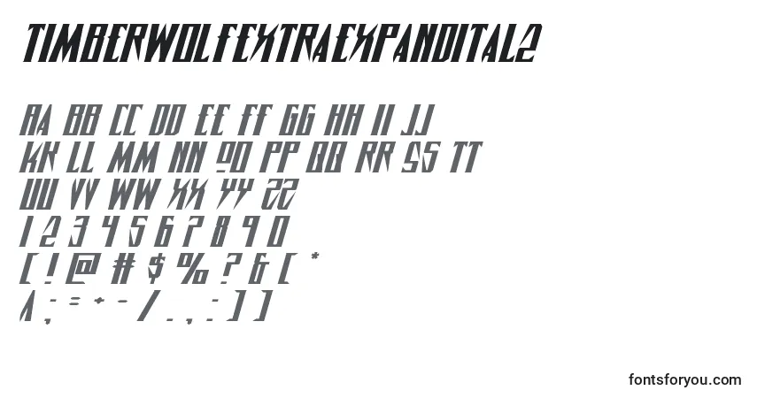 Schriftart Timberwolfextraexpandital2 – Alphabet, Zahlen, spezielle Symbole