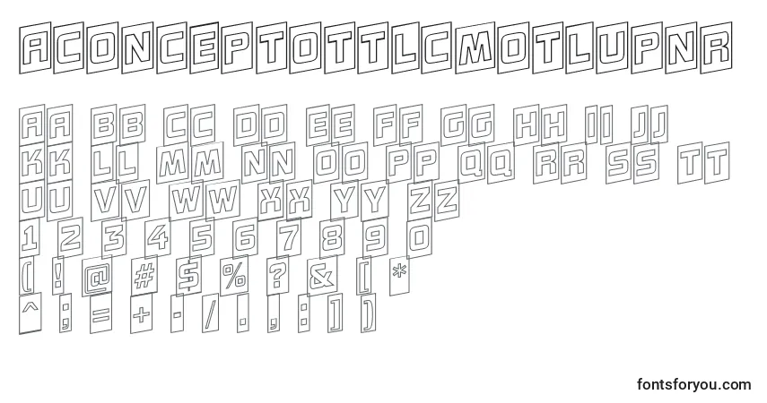 A fonte AConceptottlcmotlupnr – alfabeto, números, caracteres especiais