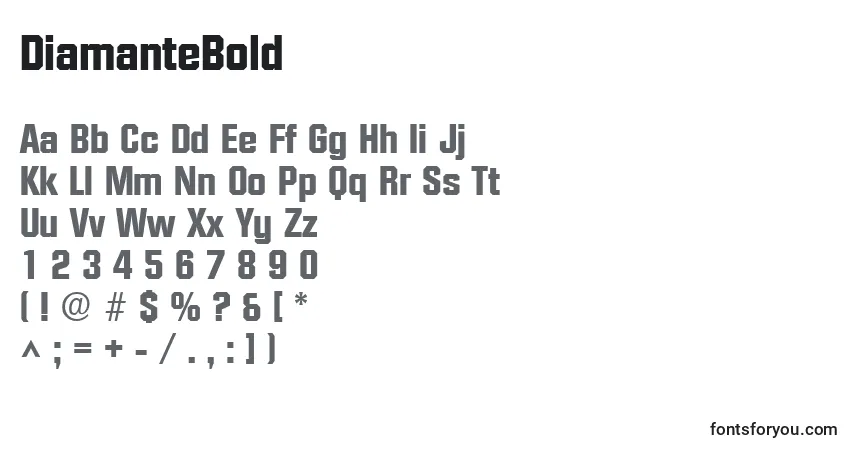 Schriftart DiamanteBold – Alphabet, Zahlen, spezielle Symbole