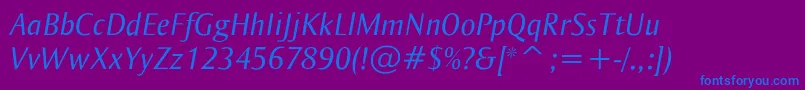 Шрифт Ogiremaitalic – синие шрифты на фиолетовом фоне