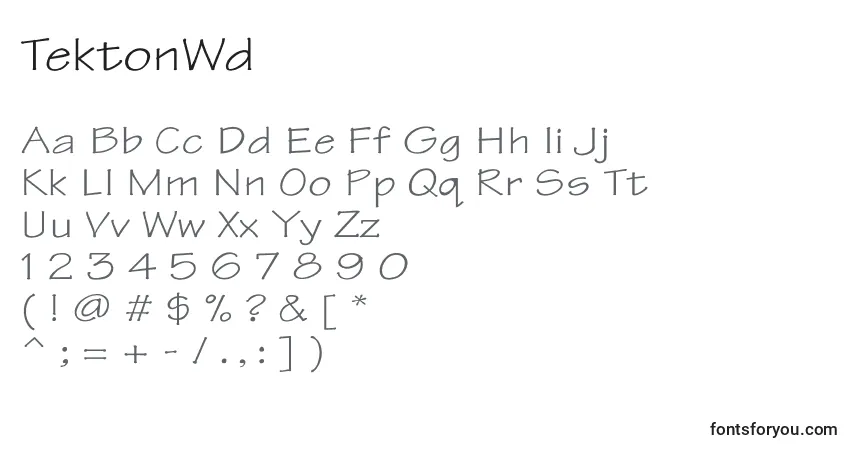 Fuente TektonWd - alfabeto, números, caracteres especiales