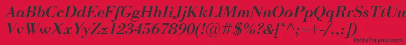 フォントBodoniClassicoBolditalic – 赤い背景に黒い文字