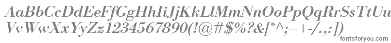BodoniClassicoBolditalic-fontti – harmaat kirjasimet valkoisella taustalla