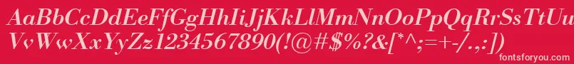 BodoniClassicoBolditalic Font – Pink Fonts on Red Background