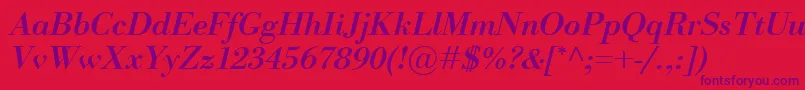 Police BodoniClassicoBolditalic – polices violettes sur fond rouge