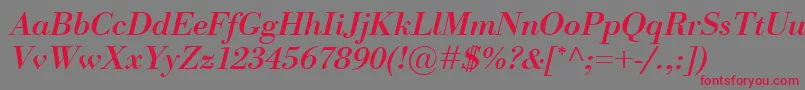 Fonte BodoniClassicoBolditalic – fontes vermelhas em um fundo cinza