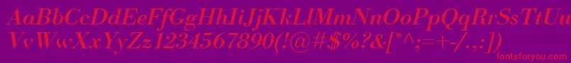 Więcej informacji o czcionce BodoniClassicoBolditalic Czcionka BodoniClassicoBolditalic – czerwone czcionki na fioletowym tle