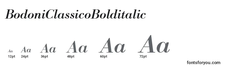 Размеры шрифта BodoniClassicoBolditalic