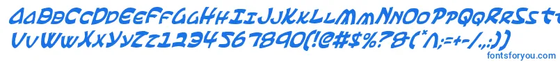 フォントEphesianCondensedItalic – 白い背景に青い文字