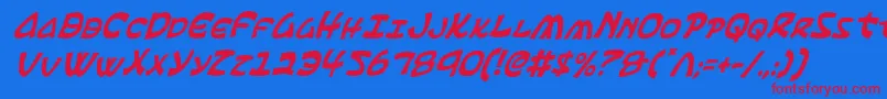 Fonte EphesianCondensedItalic – fontes vermelhas em um fundo azul