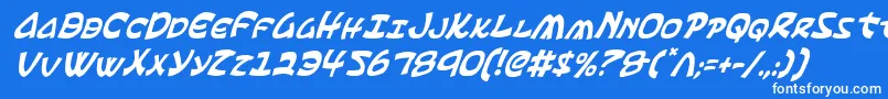 Czcionka EphesianCondensedItalic – białe czcionki na niebieskim tle