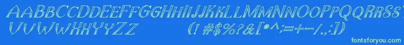 フォントTheDarkTitanClassicItalic – 青い背景に緑のフォント