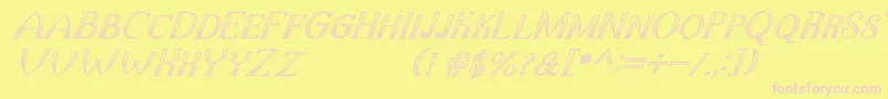 Fonte TheDarkTitanClassicItalic – fontes rosa em um fundo amarelo