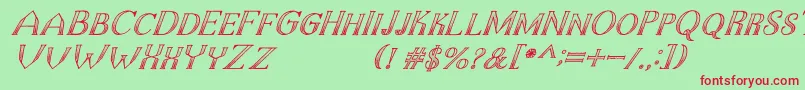 Шрифт TheDarkTitanClassicItalic – красные шрифты на зелёном фоне