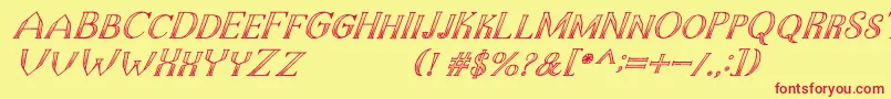 TheDarkTitanClassicItalic Font – Red Fonts on Yellow Background