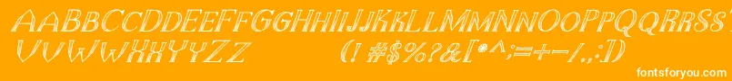 TheDarkTitanClassicItalic Font – White Fonts on Orange Background