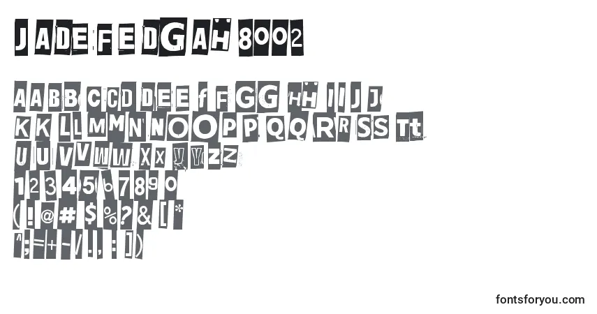 A fonte Jadefedgah8002 – alfabeto, números, caracteres especiais