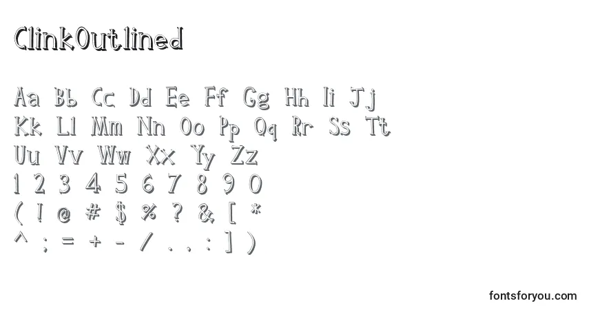 A fonte ClinkOutlined – alfabeto, números, caracteres especiais