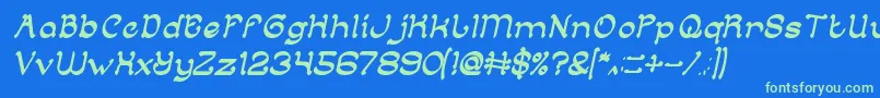 Fonte ArabianKnightItalic – fontes verdes em um fundo azul