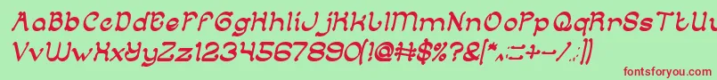 Fonte ArabianKnightItalic – fontes vermelhas em um fundo verde