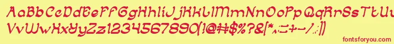 Fonte ArabianKnightItalic – fontes vermelhas em um fundo amarelo