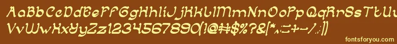 Шрифт ArabianKnightItalic – жёлтые шрифты на коричневом фоне