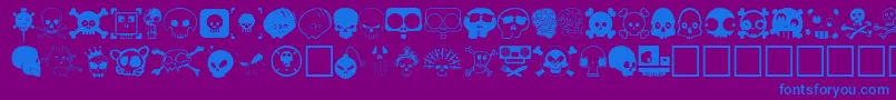 フォントDesignersSkulls – 紫色の背景に青い文字