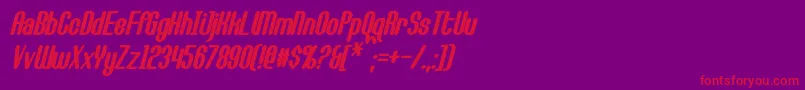 CallieMaeBoldItalic-Schriftart – Rote Schriften auf violettem Hintergrund