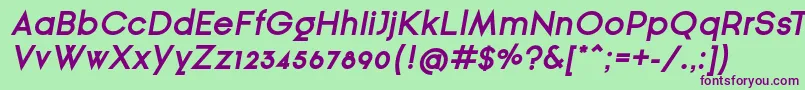 GinРІraSansBoldOblique Font – Purple Fonts on Green Background
