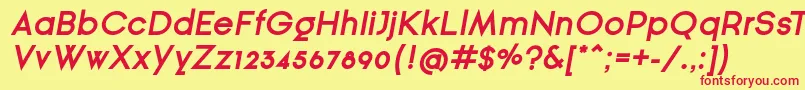 GinРІraSansBoldOblique Font – Red Fonts on Yellow Background