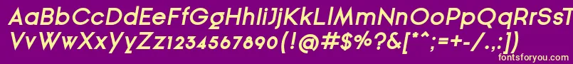 GinРІraSansBoldOblique Font – Yellow Fonts on Purple Background