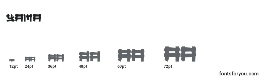 Размеры шрифта Yama