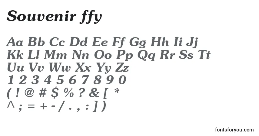 Schriftart Souvenir ffy – Alphabet, Zahlen, spezielle Symbole