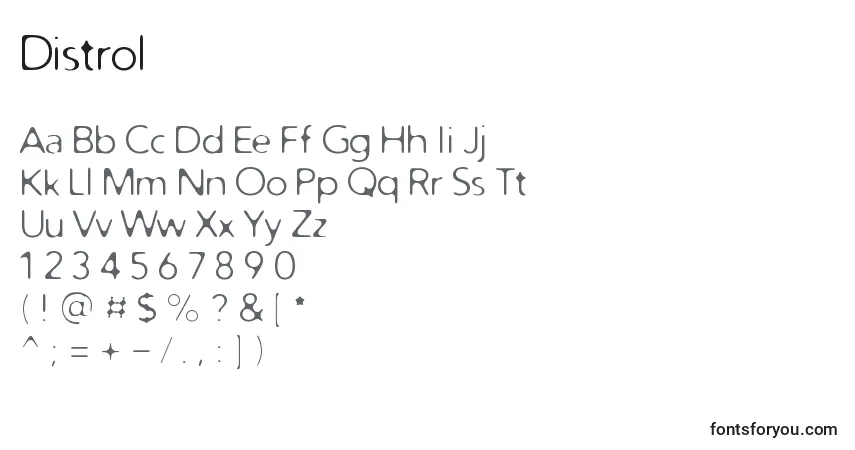 Schriftart Distrol – Alphabet, Zahlen, spezielle Symbole
