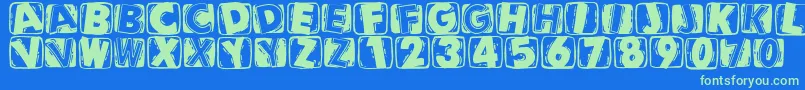 Linocapsb Font – Green Fonts on Blue Background