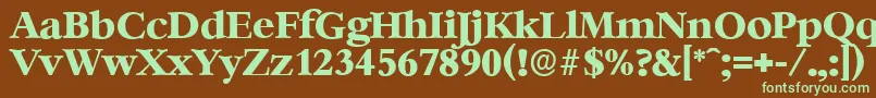 フォントBernsteinserialXboldRegular – 緑色の文字が茶色の背景にあります。