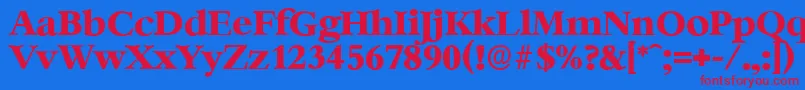 BernsteinserialXboldRegular-fontti – punaiset fontit sinisellä taustalla