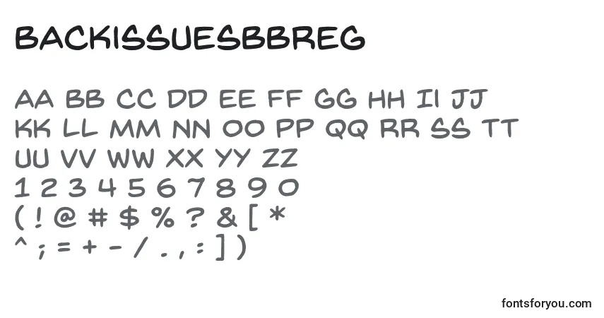 Шрифт BackissuesbbReg – алфавит, цифры, специальные символы
