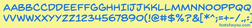 フォントBackissuesbbReg – 青い文字が黄色の背景にあります。