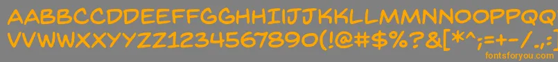 フォントBackissuesbbReg – オレンジの文字は灰色の背景にあります。